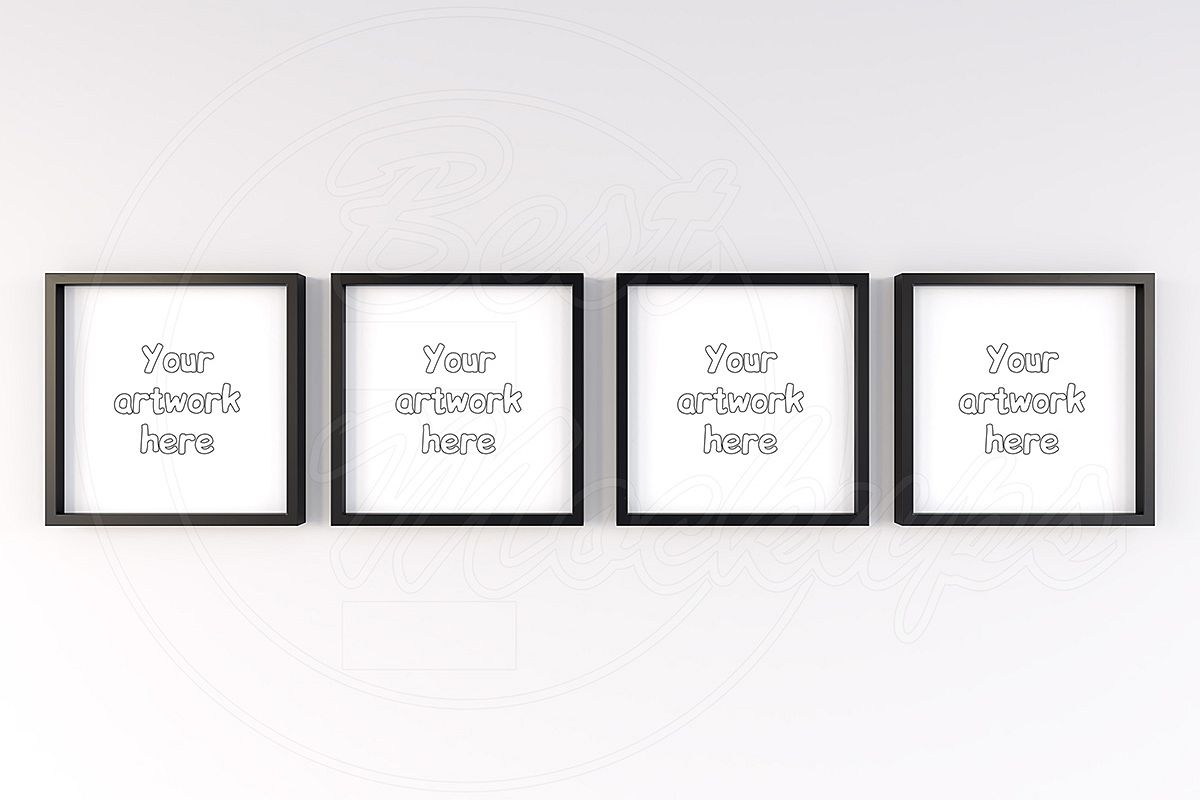 Set of 4 black square mockup frames example image 1