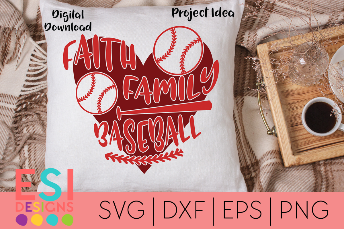 Baseball | Faith Family Baseball | SVG, DXF, EPS & PNG example image 1