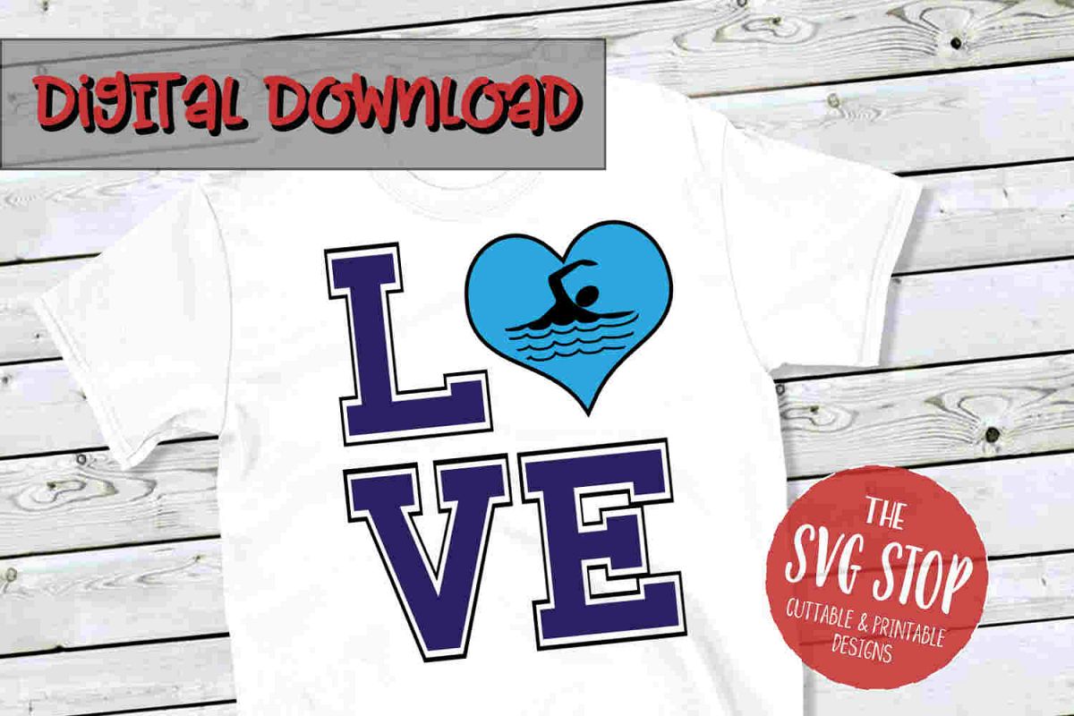 Love Swim 2-SVG, PNG, DXF example image 1