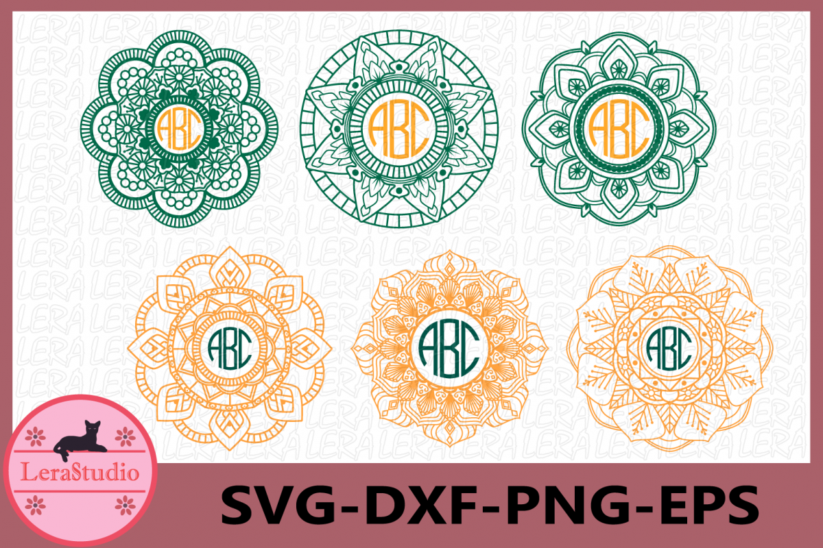 Mandala Circle Monogram svg, Mandala svg, Mandala Frame example image 1