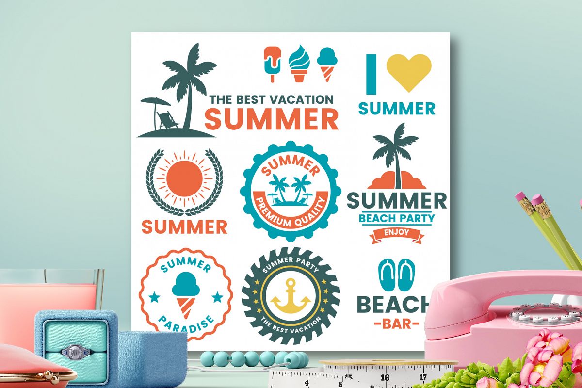 63 SUMMER VINTAGE BADGE & RIBBON example image 1