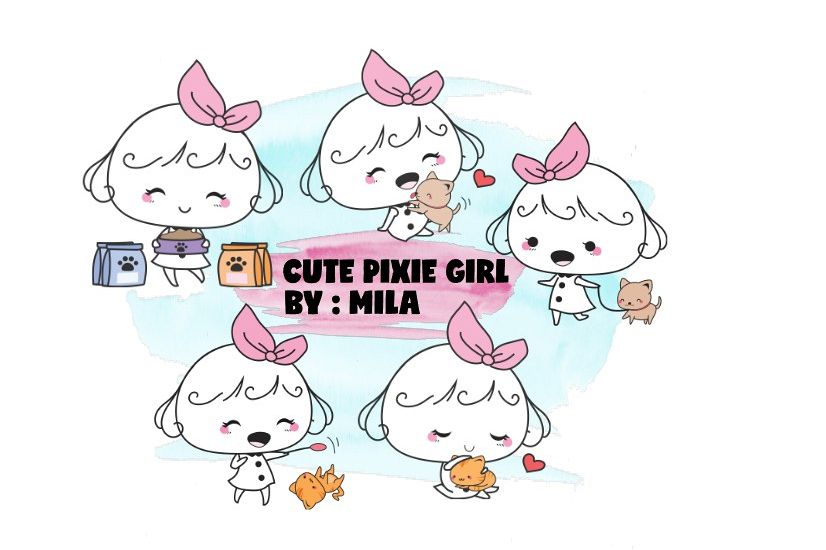 KAWAII GIRL CLIPART BUNDLE PNG example image 1