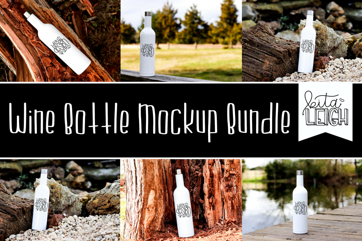 White Wine Bottle Mockup Bundle example image 1