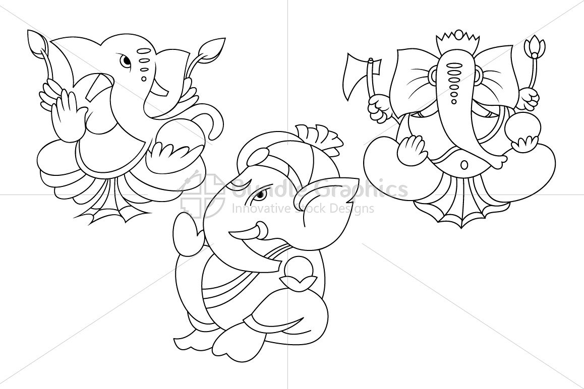 Ganesha - Indian Hindu Lord Illustrations Set example image 1