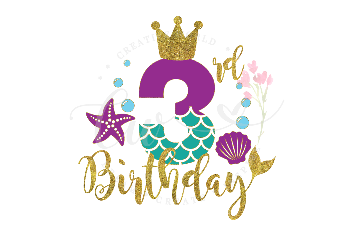 My 3rd Birthday Mermaid SVG | Mermaid SVG | Mermaid Birthday example image 1