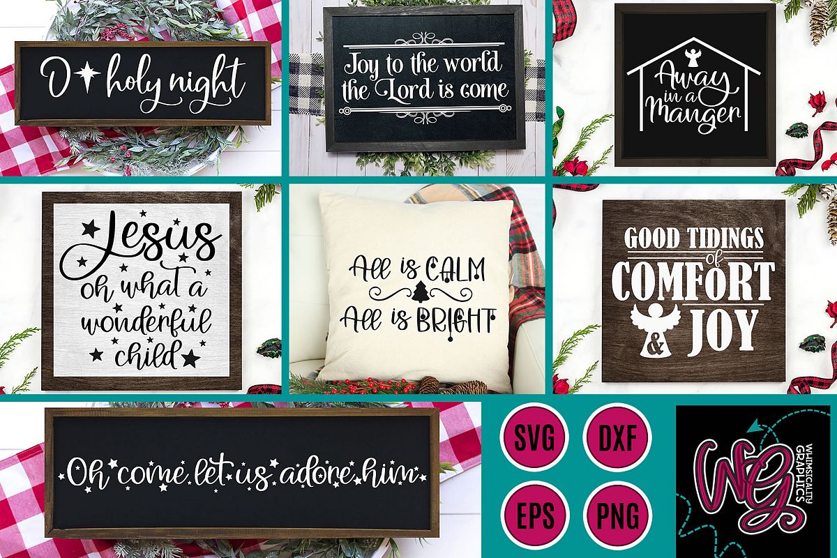Christmas Hymns Bundle SVG, DXF, PNG, EPS example image 1