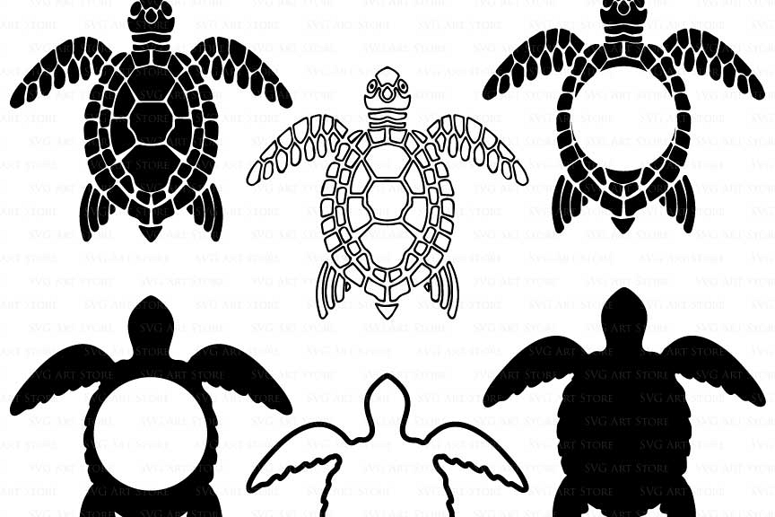 Download Sea Turtle SVG Files - swimming turtle, sea turtle monogram cut files for Cricut and Silhouette ...