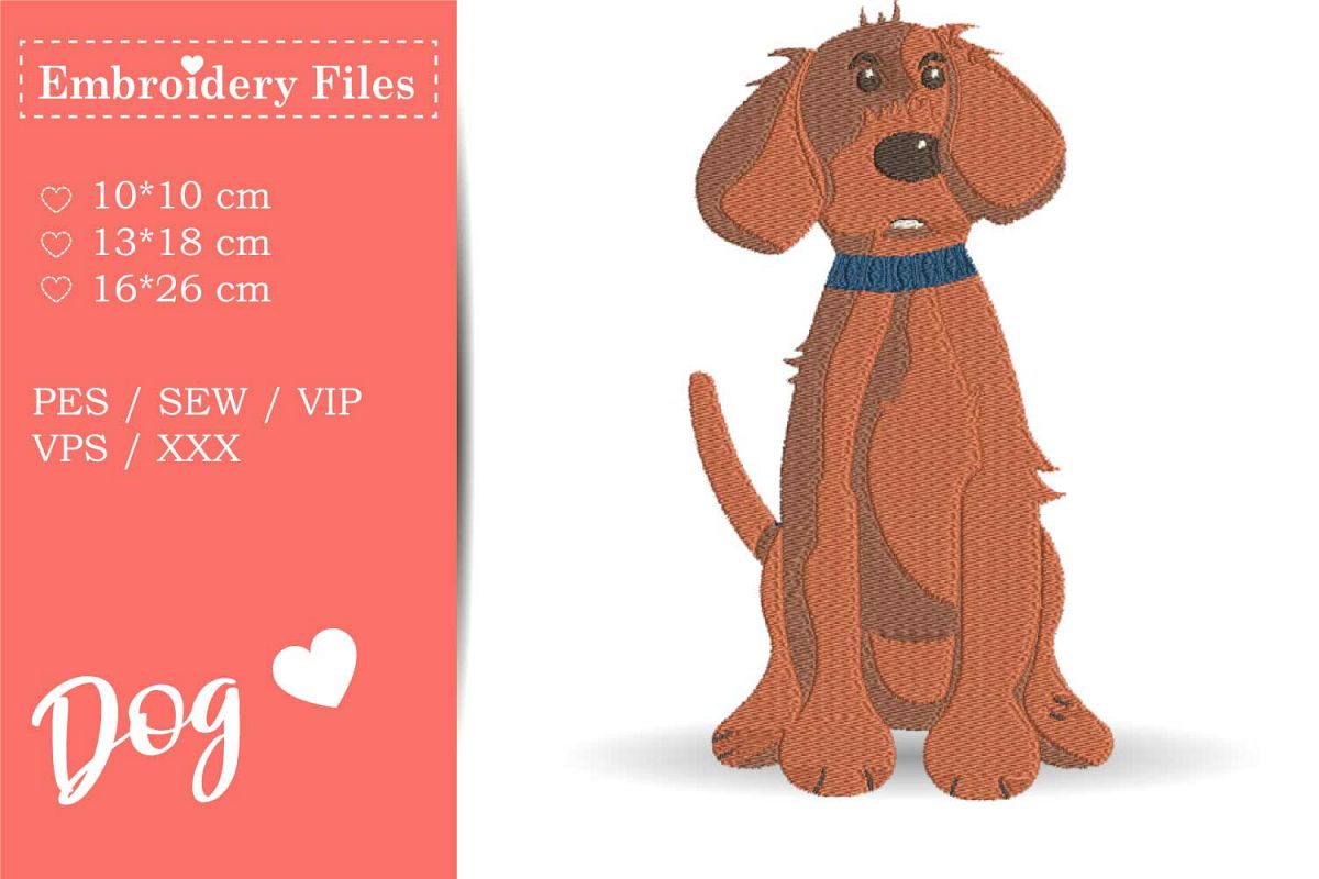 Cute big Dog - Embroidery File for Beginners example image 1