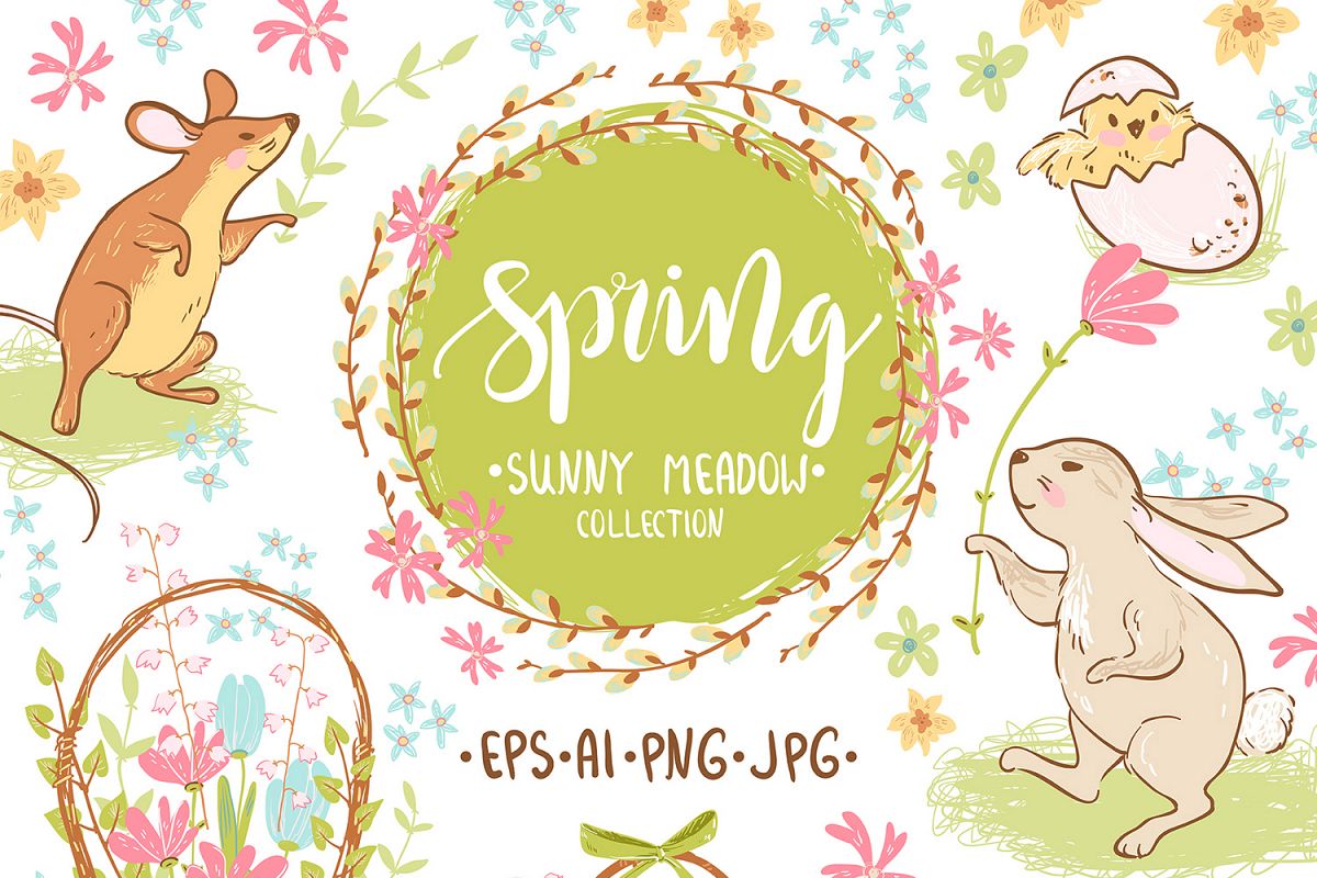 Spring meadow graphic set example image 1