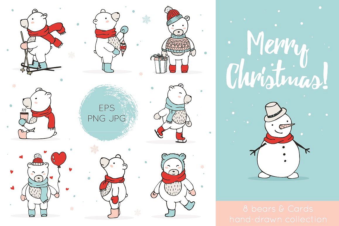 Christmas Bears Icons & Cards example image 1