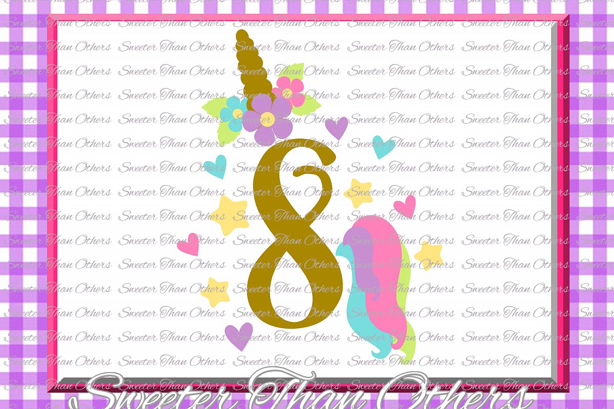 Eighth Birthday SVG, 8th Birthday Unicorn svg example image 1