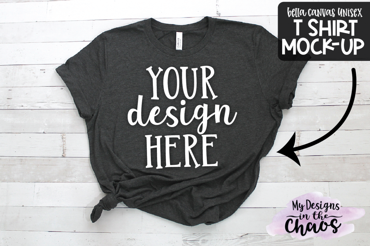 T Shirt Mock Up | Heather Black Bella Canvas Unisex Mock Up example image 1