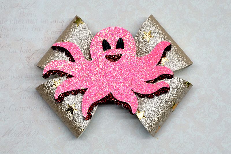 Octopus Hair bow template SVG, DIY leather bow template example image 1