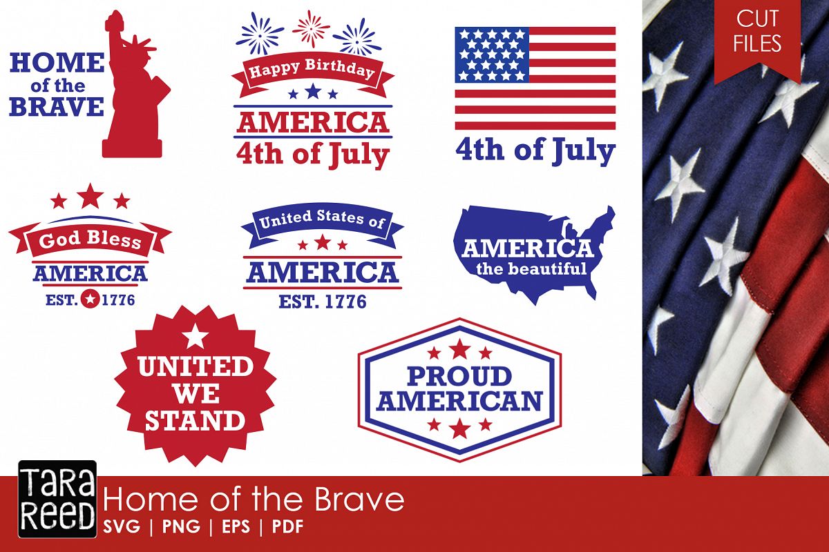 Home of the Brave - America SVG and Cut Files for Crafters example image 1
