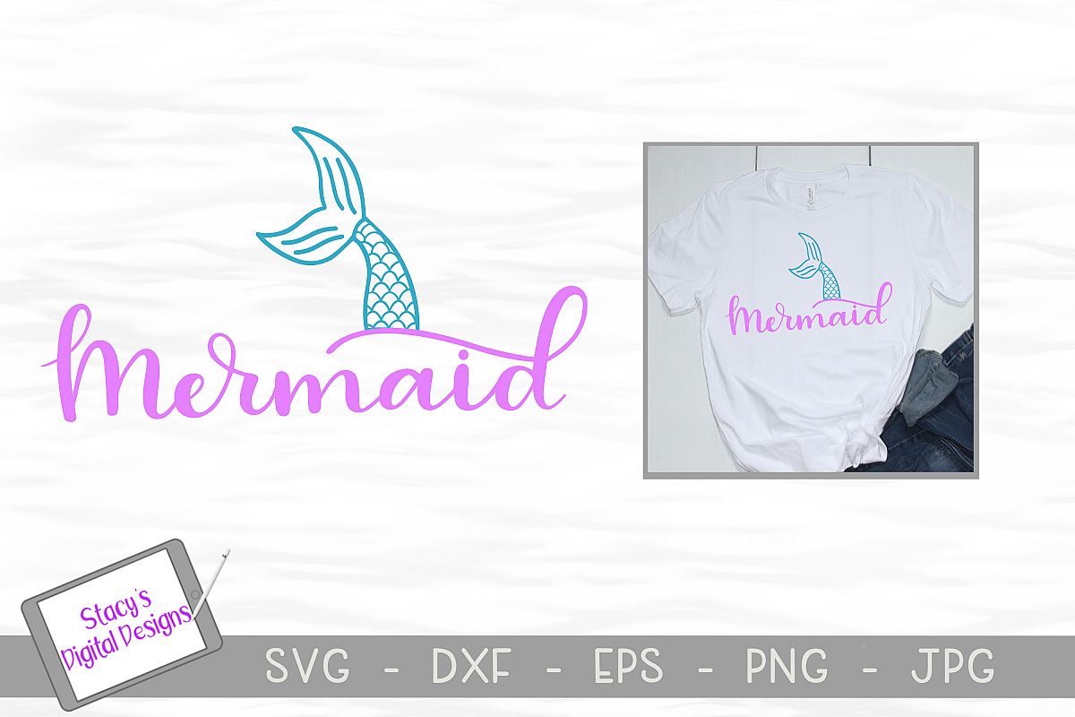 Mermaid SVG - Mermaid tail cut file, handlettered example image 1