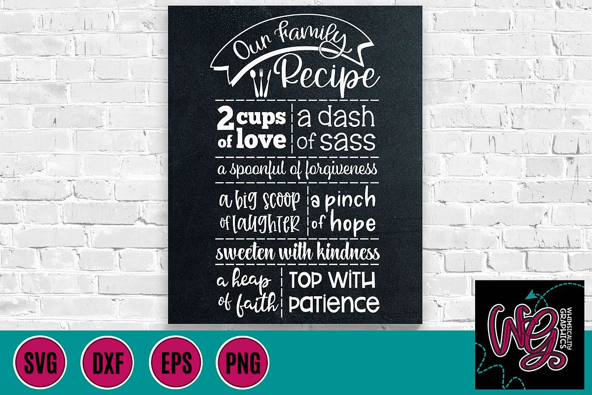 Our Family Recipe Kitchen Sign SVG DXF PNG EPS example image 1