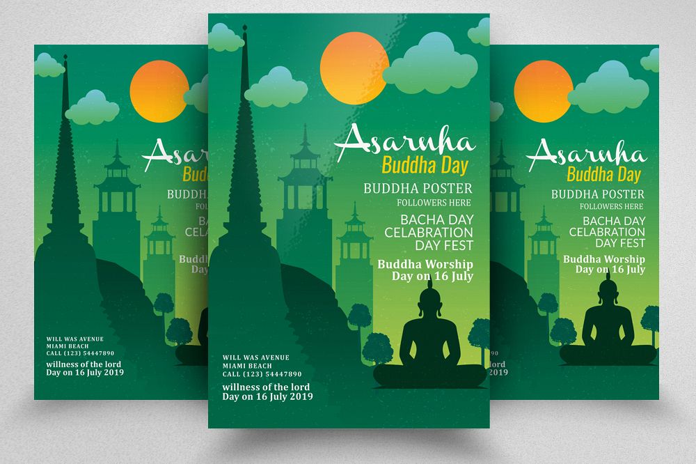 Asarnha Bucha Flyer Template example image 1