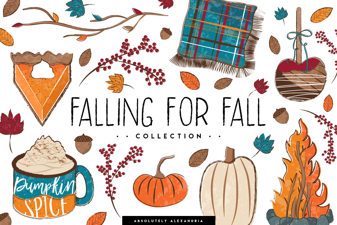 Falling For Fall Illustrations & Seamless Digital Patterns example image 1