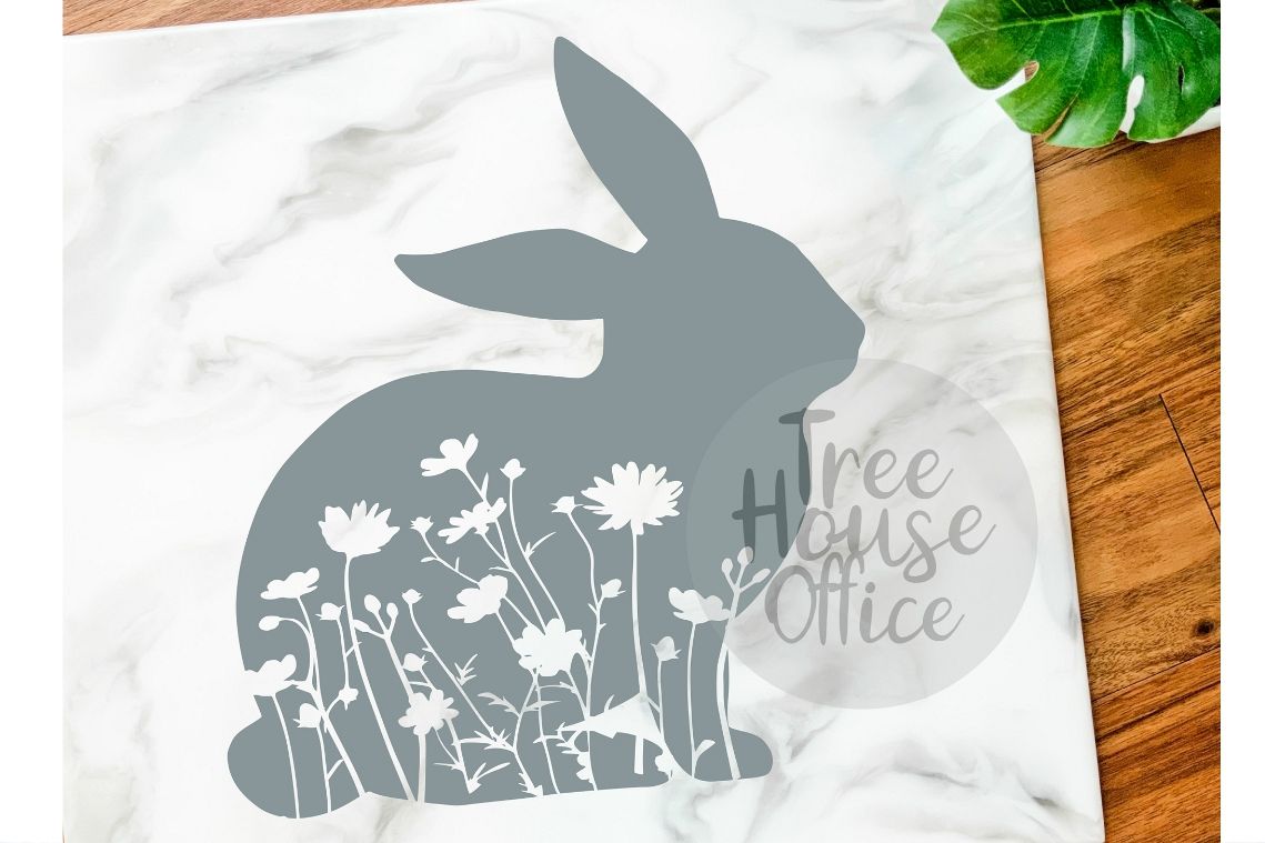 Floral Bunny Mandala Forest Zentangle Flower SVG/DXF/PNG example image 1