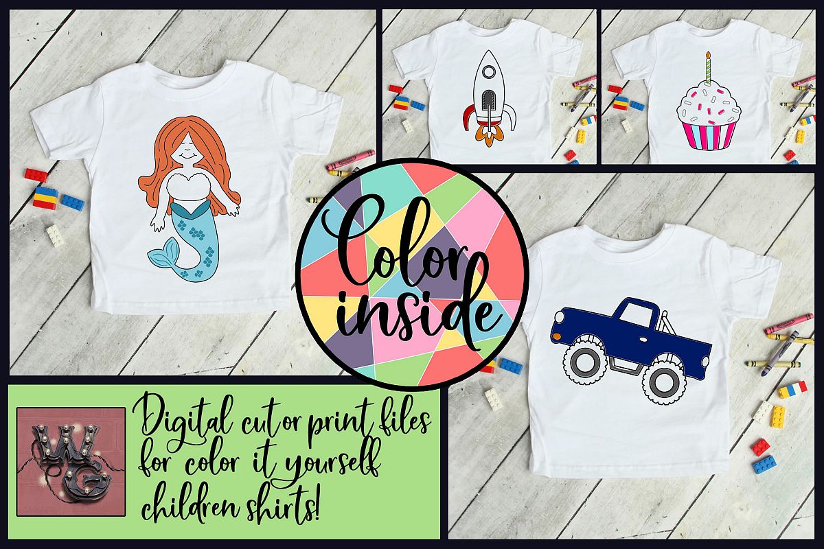 Color Inside the Lines Kid's Bundle SVG DXF PNG EPS Comm example image 1