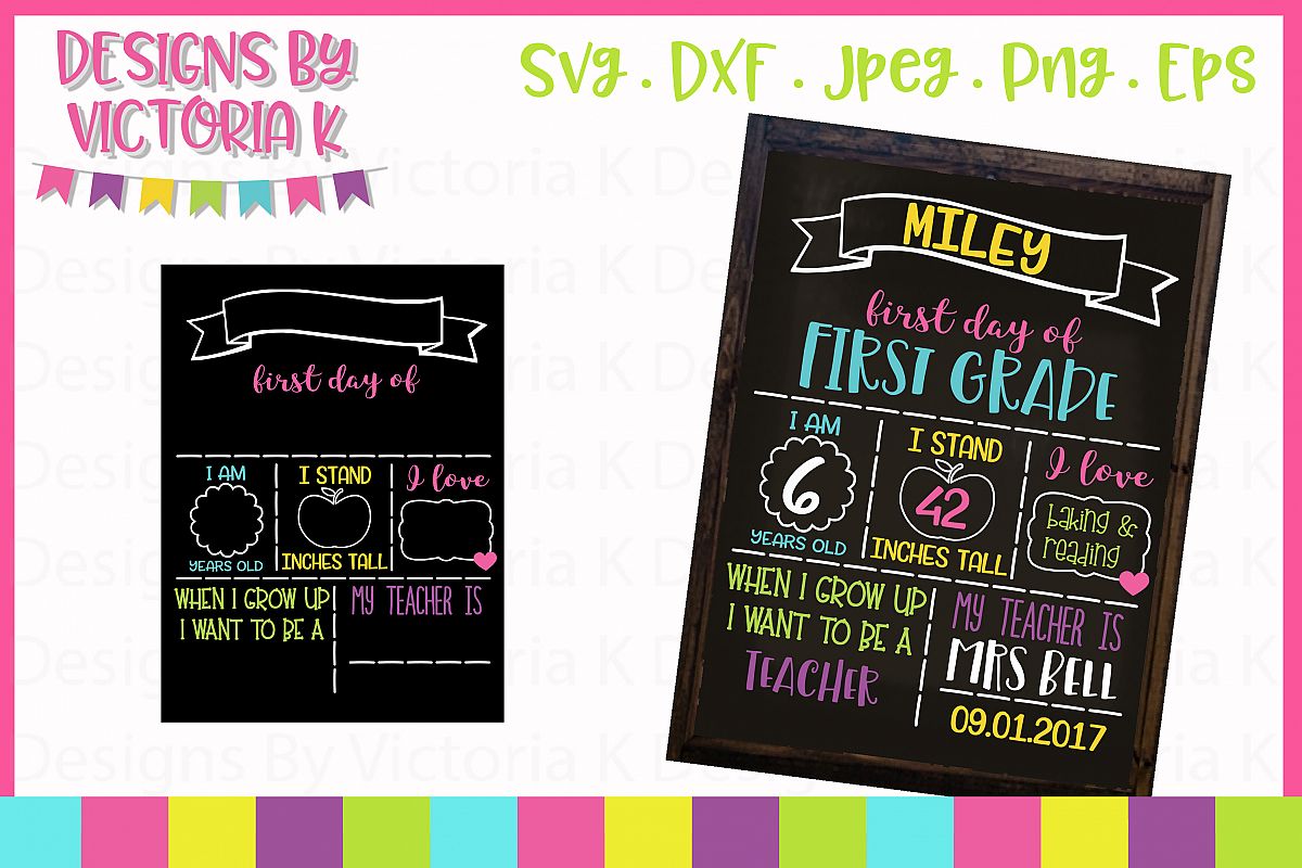 First day of school board, chalkboard style SVG Cut File