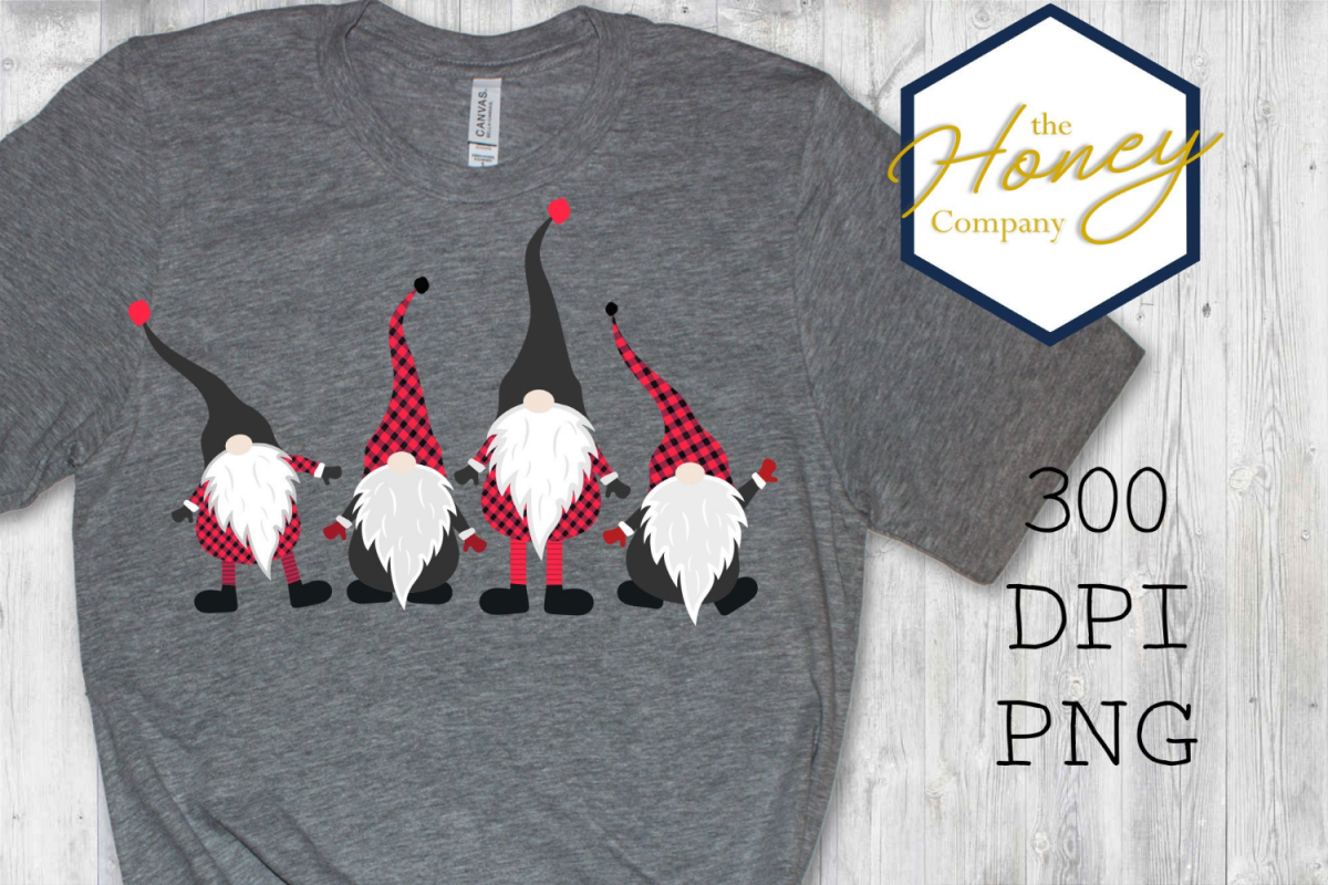Plaid Christmas Gnome Set Sublimation 300 DPI Clipart PNG example image 1