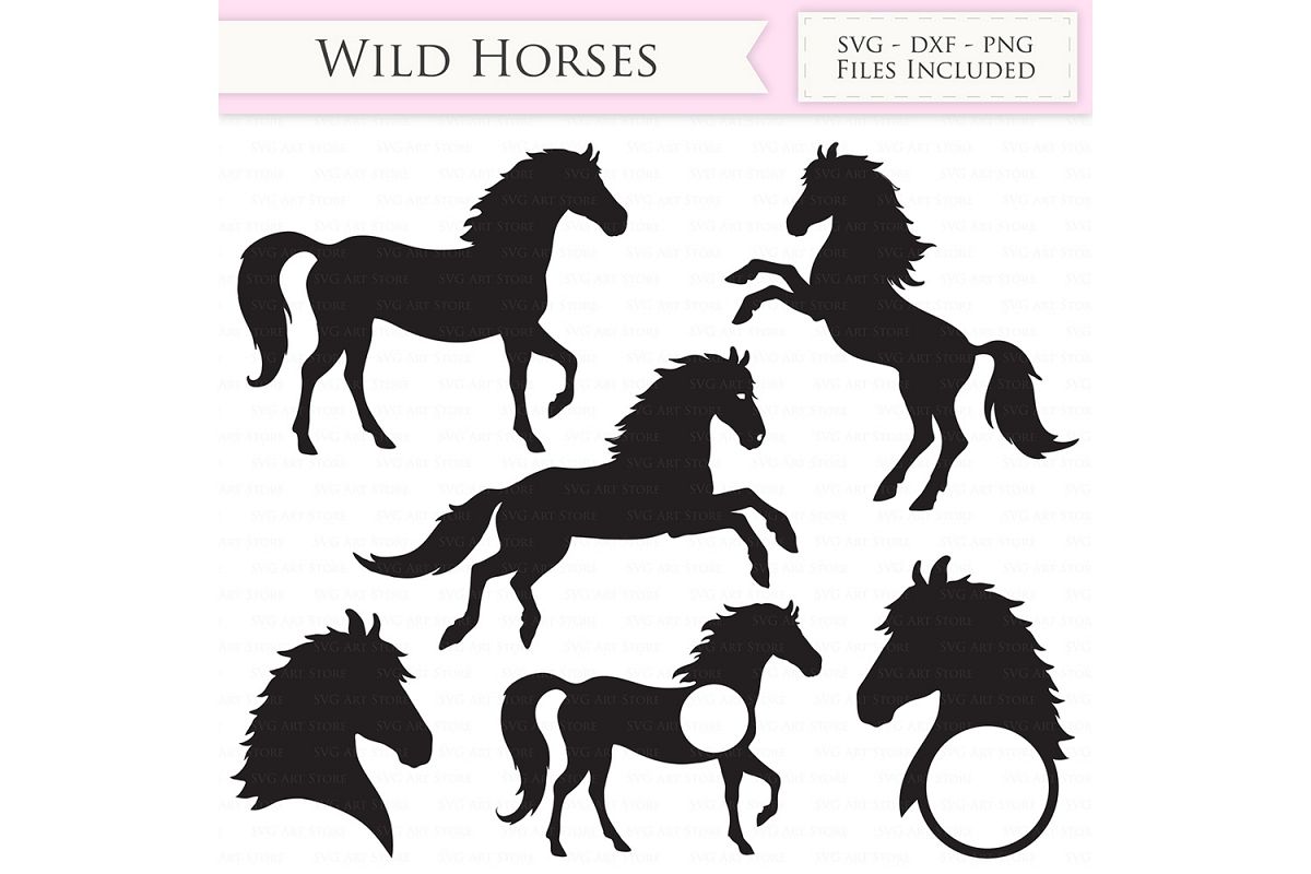 Wild Horses SVG Files - Jumping Horse, Horse head monogram cut files for Cricut and Silhouette ...