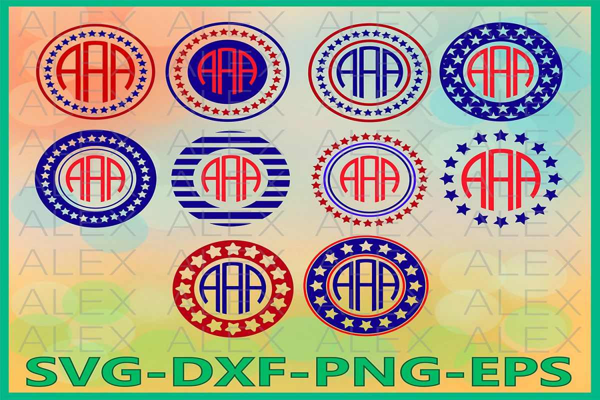 4th of July Svg, Circle Monogram Frames SVG, Patriotic Svg example image 1