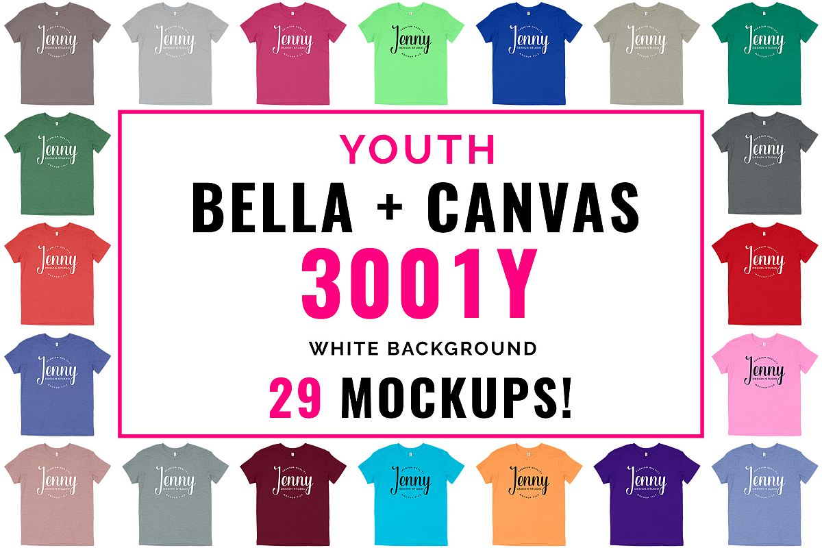 Bella Canvas 3001Y Youth Unisex Mockup Bundle example image 1