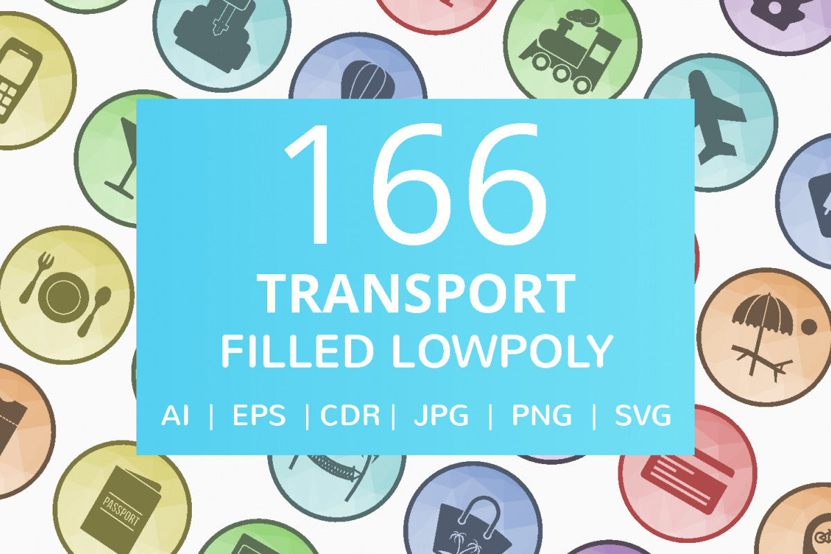 166 Transport Filled Low Poly Icons example image 1