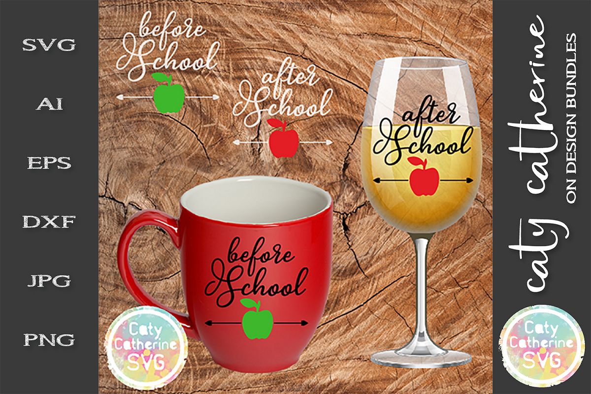Before School After School Teacher SVG Coffee Wine Funny example image 1