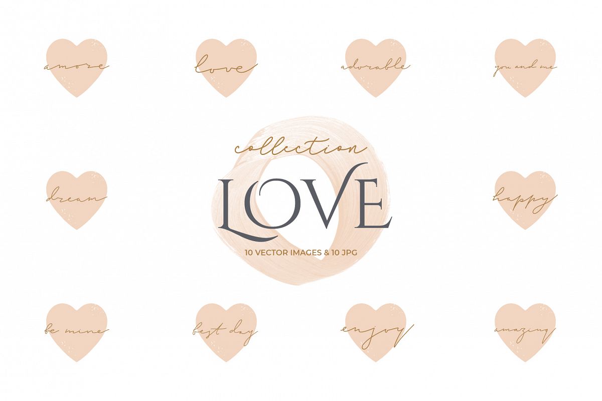 Vector hearts with lettering example image 1