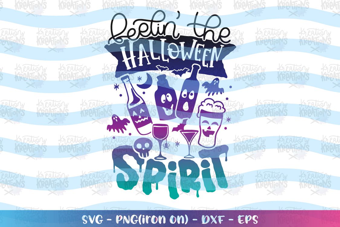 Halloween svg Feelin' the Halloween Spirit svg Alcohol Wine example image 1