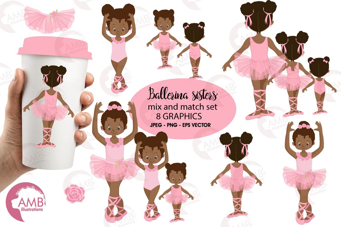 Ballerina sisters, ballerina friends, ballet clipart, graphics and illustrations AMB-2264 example image 1
