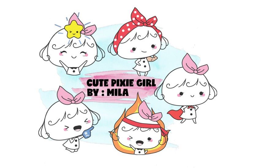 KAWAII GIRL CLIPART BUNDLE PNG example image 1
