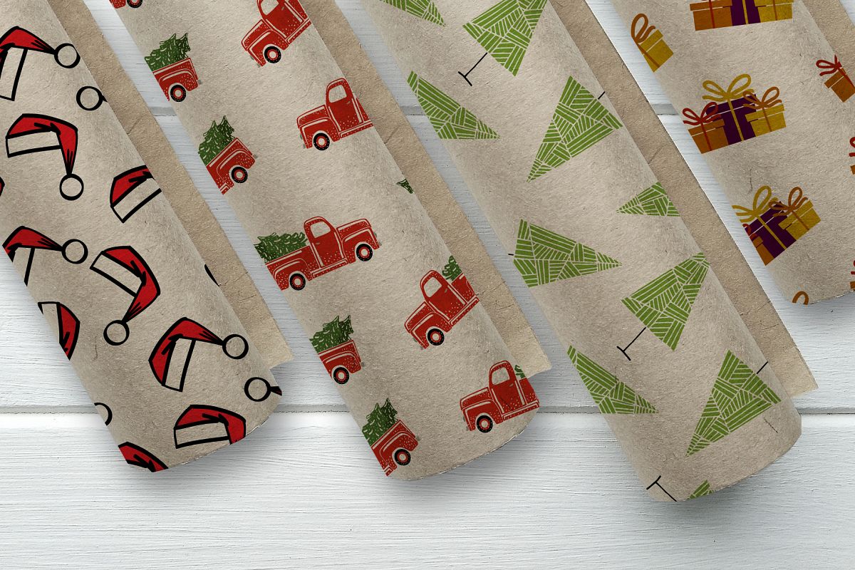 Set of 4 Christmas seamless patterns. example image 1