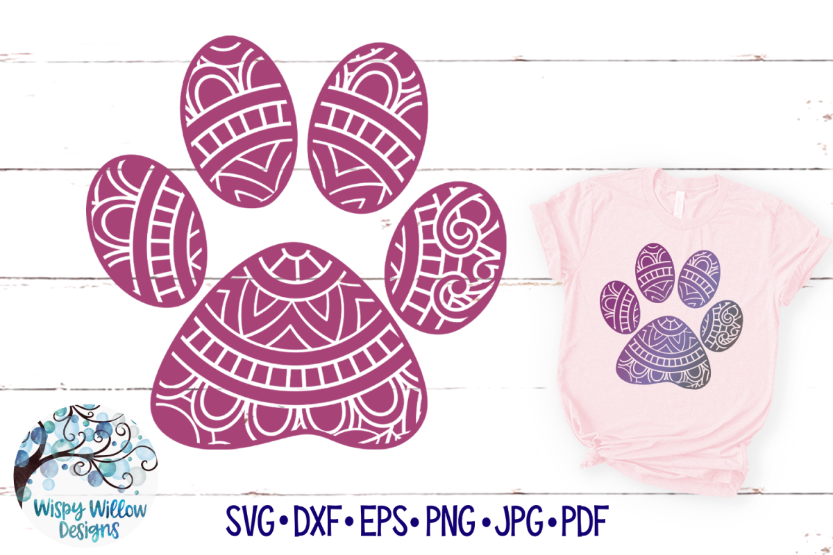 Paw Print Mandala SVG |Paw Print Zentangle SVG (348937) | SVGs | Design