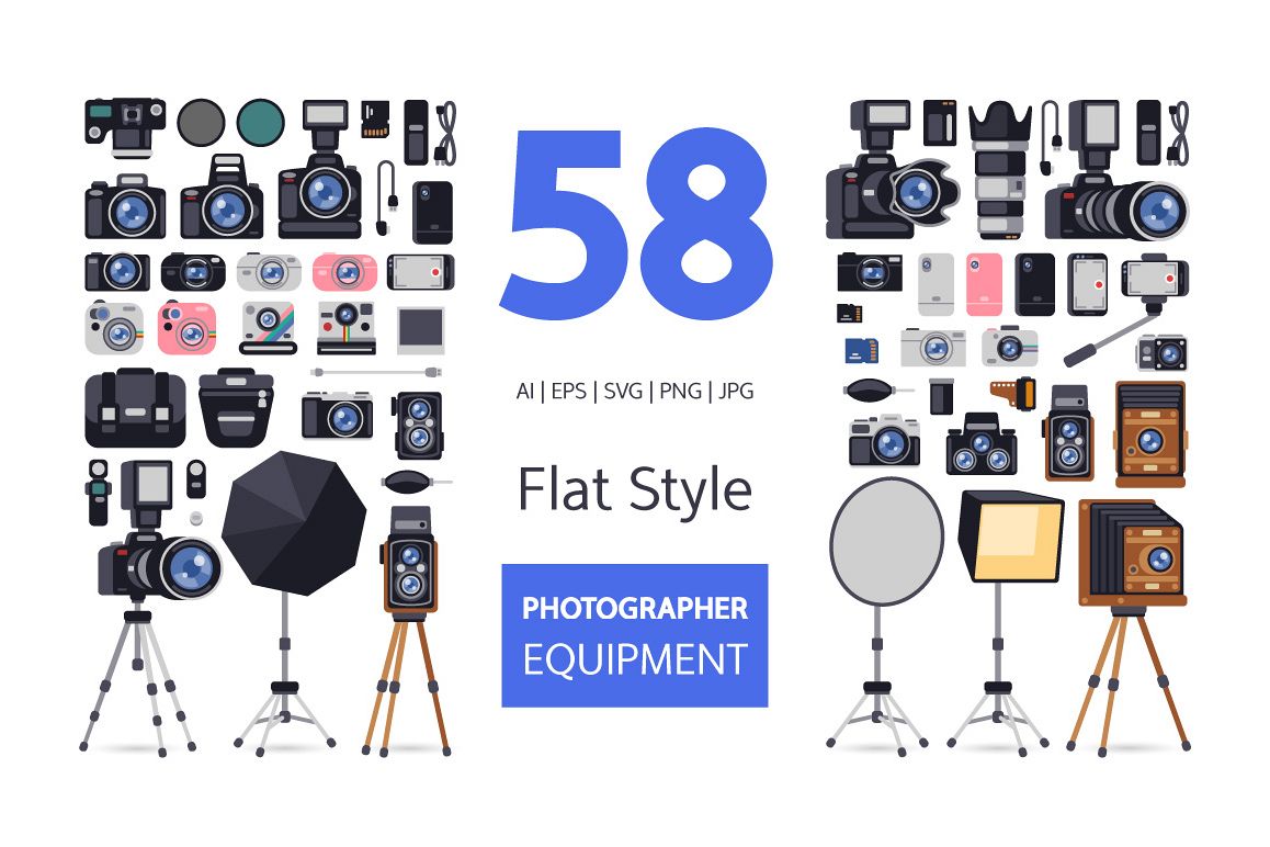 Photographer Equipment in Flat Style example image 1