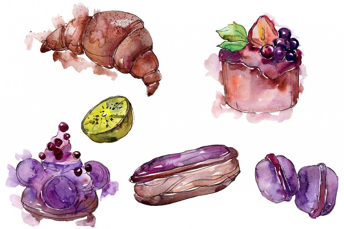 Dessert Brown Watercolor png example image 1
