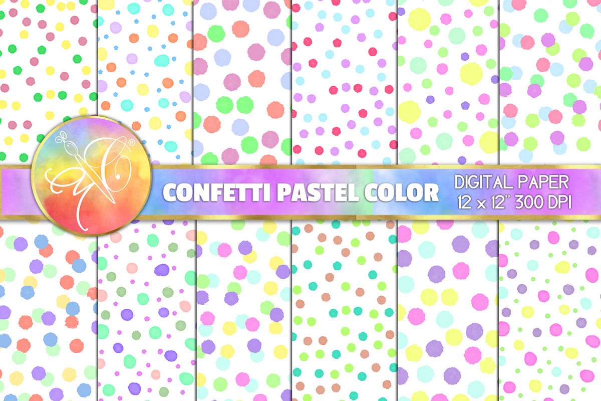 Confetti Digital Paper, Pastel Color, Digital Background example image 1