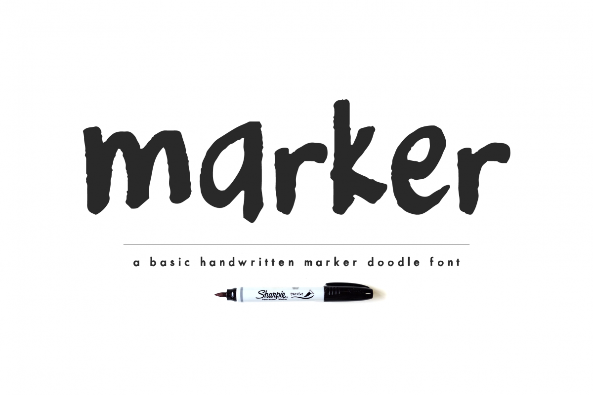 Marker - a basic handwritten marker doodle font example image 1
