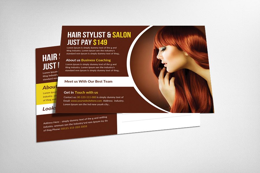 Hair Stylist & Salon Postcard Template example image 1