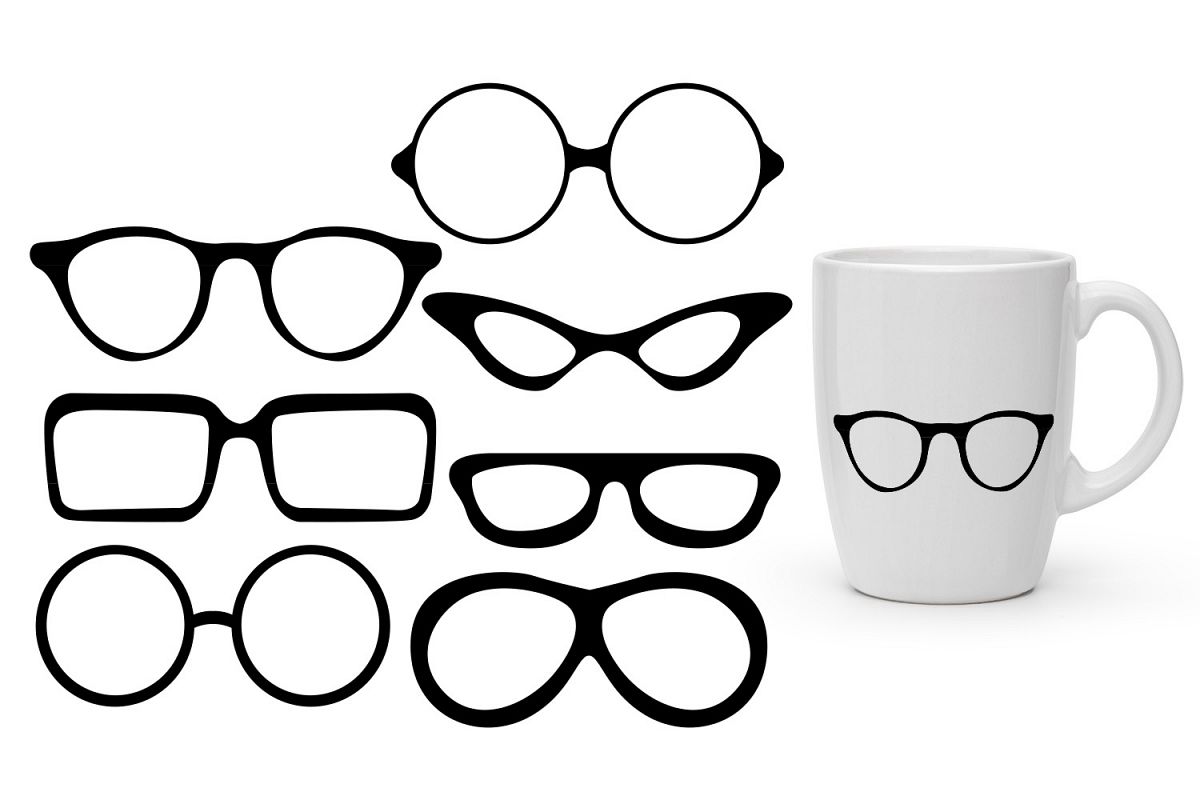 Glasses silhouette clipart graphic illustration (94707) Illustrations