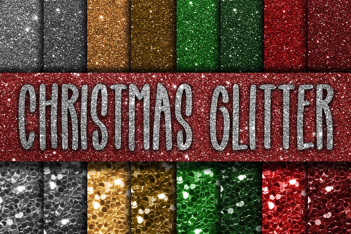 Christmas Glitter Digital Papers example image 1