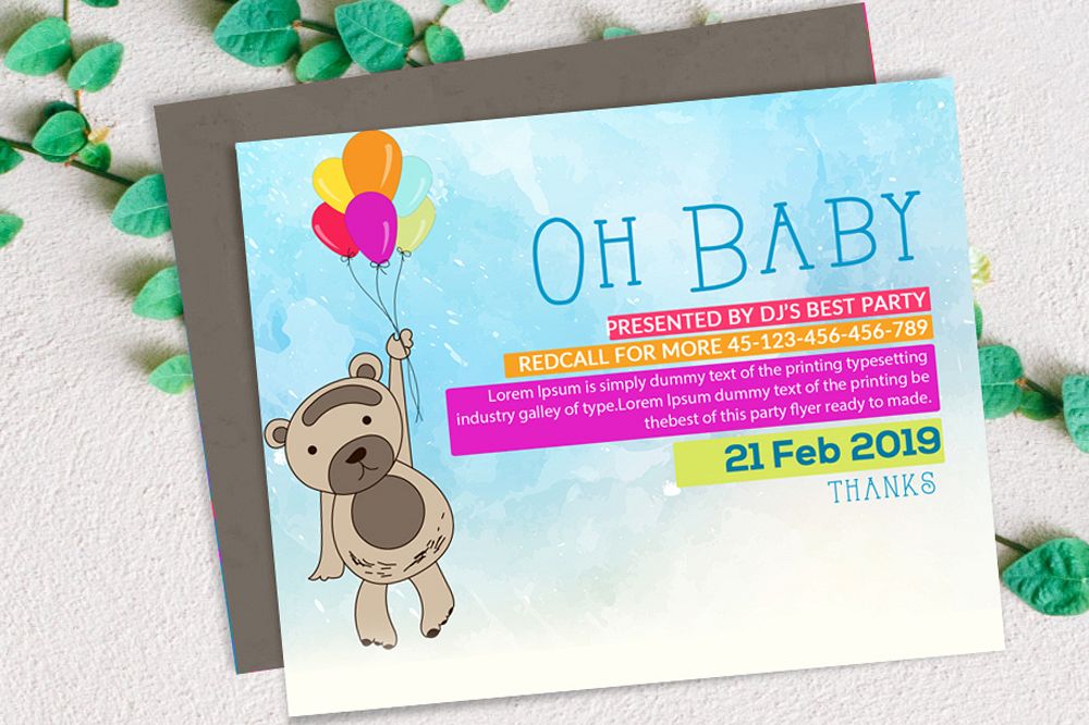 Oh Baby Shower Invitation Card example image 1