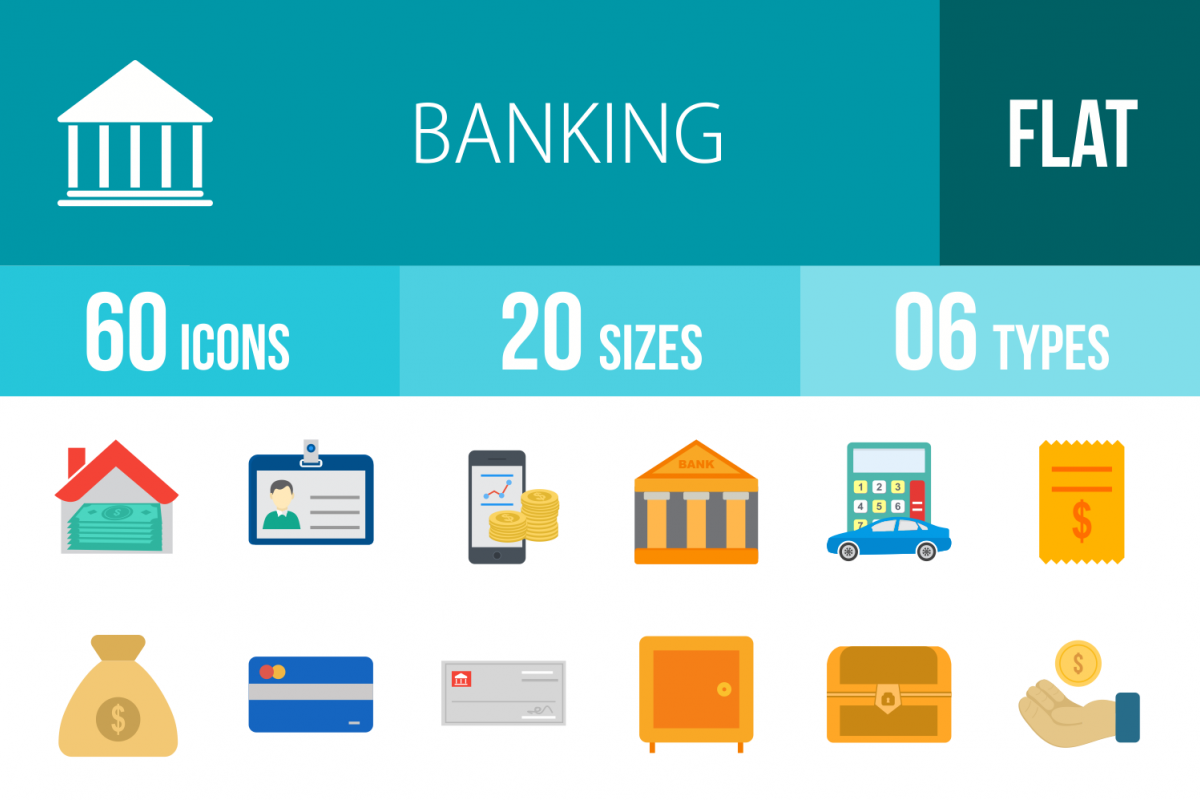 60 Banking Flat Multicolor Icons example image 1