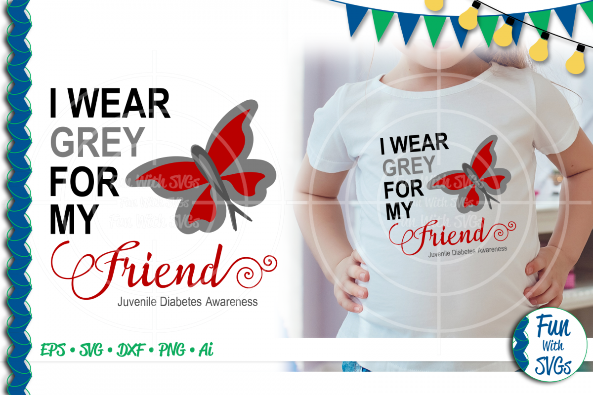 SVG I Wear Grey Juvenile Diabetes, Cut File, FWS474 example image 1