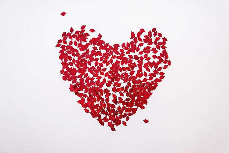 White background with red heart of lips example image 1