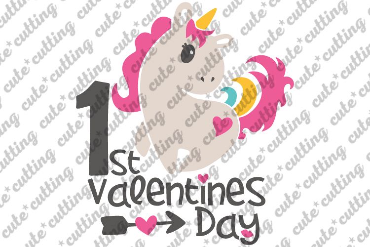 Valentines day svg, First Valentines day svg, Unicorn svg example image 1