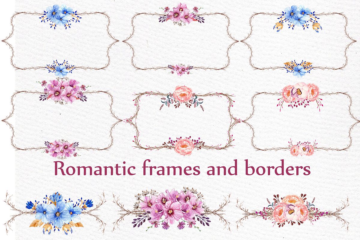 Watercolor frames and borders example image 1